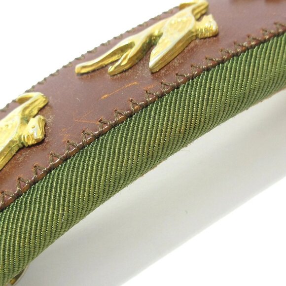 Auth ETRO - Dark Green Brown Gold Chemical Fiber Leather Hardware - Picture 6 of 6
